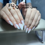 Nailbox Fu2Q - Pointed Fake Nails in Gentle Milk Rice White