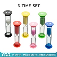 6pcs Sand Timer Sandglass Hourglass Sand Clock Timer 30 sec, 1 min, 2 mins, 3 mins, 5 mins, 10 mins