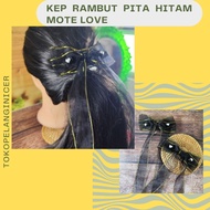 Black Ribbon Hair Clip Mote Love Ribbon Hair Clip Hair Accessories
