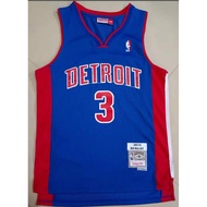IDAWN7 NBA Detroit Pistons Jersey No. 3 Ben Wallace blue basketball jersey