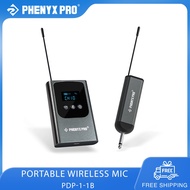 Phenyx Pro Single Digital Wireless Microphone System UHF Bodypack/Headset/Lapel Mics Mini Receiver 15 Frequencies for Karaoke Church Singing (PDP-1-1B)