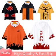 Uchiha Sasuke Uzumaki Short-sleeved T-shirt Hoodies Anime Naruto Costume Cosplay Men Adult Boys Teenagers Streetwear Top