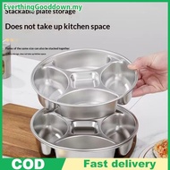Ed Round 5-Compartment Plastic Divided Serving Tray Staable Reusable Prep Dish for Spices Nuts Snas 