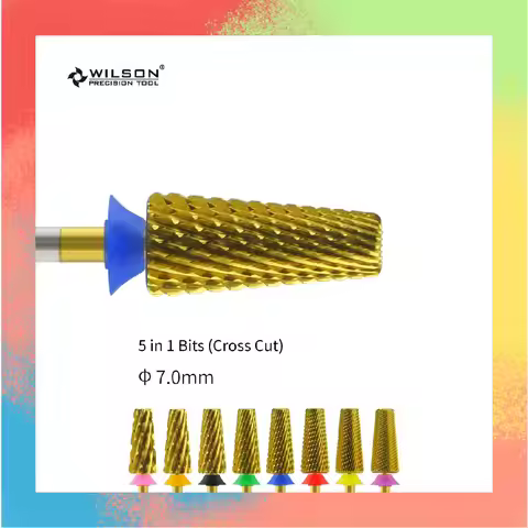 WILSON 7.0mm 5 in 1 Bits (Cross Cut)-nail drill bits For manicure nail accessories Remove gel carbid