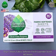 แผ่นหอมอบผ้า แผ่นปรับผ้านุ่ม Dryer Sheets Fabric Softener Scent 80 Sheets {Seventh Generation®}