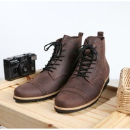 Genuine leather men's Boots, vintage Crazy horse Boston leather shoes