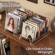 (sun) Clear Acrylic CD Display Shelf 6 8 Grid Multifunctional Organizer for Office Music Collectible