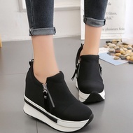 Elegant Zip Woman Wedges Shoes Sneaker Shoes Korean Platforms Kasut Wanita