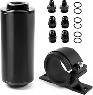 BARTOO 100 Micron Inline Fuel Filter with 6AN 8AN 10AN Adapter and 50MM Mounting Bracket For Filteri