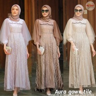 Ready Gamis Pesta Luna Dress Brokat Kombinasi Gamis Kondangan