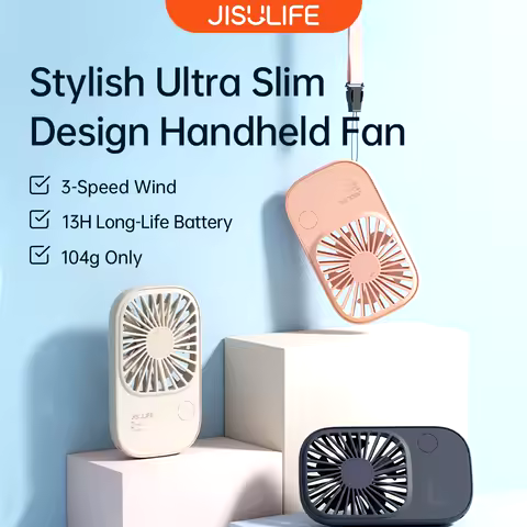 JISULIFE Mini Handheld Fan, Small Fans Portable with Bracket, USB Rechargeable Desk Fan ,Makeup Eyel