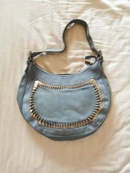 Celine Blue & Gold Suede shoulder bag Vintage 中古celine猄皮絨面手袋 包包