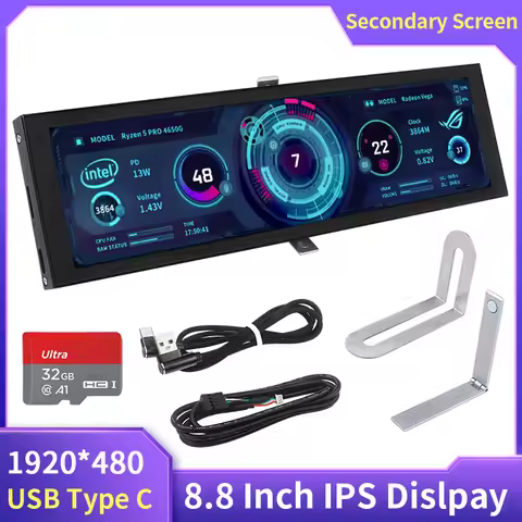 8.8 Inch IPS Type C Secondary Screen Case CPU GPU RAM Computer Monitor USB IPS Dislay Turing Smart S