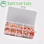 BETTER-LONTIME 250Pcs Copper Tube Connector, Gold Multiple Models Terminal Copper Connector, GT Tube