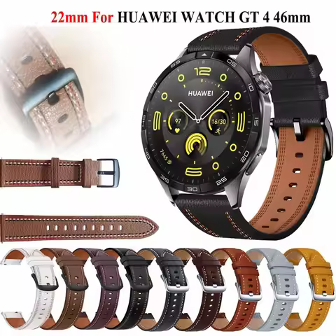 22mm Leather Strap For Huawei Watch GT5 GT 4 46mm GT5 GT3 pro 46mm Smart Watch For Huawei Watch GT 5