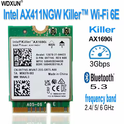 AC WiFi AX411NGW AX411 Killer 1690i Notebook Built in WIFI6E Gigabit Killer Game Wireless Network Ca