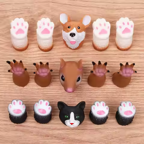 Cartoon Animal Finger Dolls Creative Squirrel Dog Cat Props Hand Puppet Kids Toys For Gifts