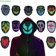 PARADEAO Halloween LED Mask, Gesture Induction Change Face Light Up Mask, Cool LED Lighted 50 Display Modes USB Recharging Sensing Face Masks Cosplay Party