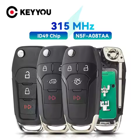 KEYYOU 2/3 Buttons Flip Remote Car Key ID49 Chip 315Mhz For Ford F150 Ranger Galaxy S-Max KA+ Mondeo