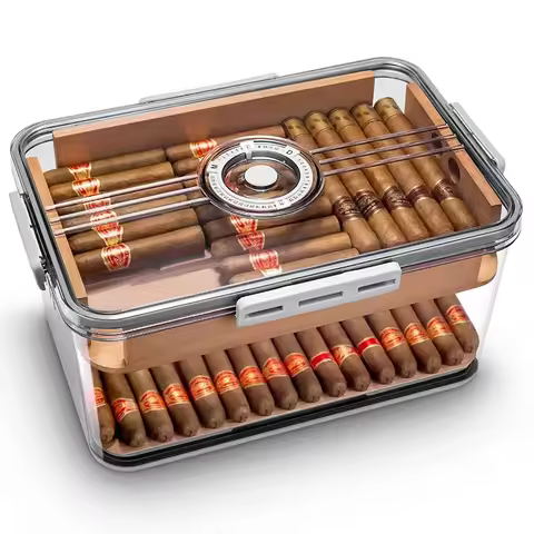 Portable Sealed Cigar Box Humidor Cedar WoooShelf Multifunction with Hygrometer PP MateriaCapacity 1