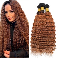 Brown Human Hair Bundles 1B30 Ombre Bundles Brown Deep Wave Bundles Human Hair Grade 8A Ombre Tow To