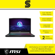 MSI Katana A15 AI B8VF 482MY Gaming Laptop - 15.6" FHD IPS 144Hz/R7-8845HS/16GB DDR5/512GB SSD/RTX40
