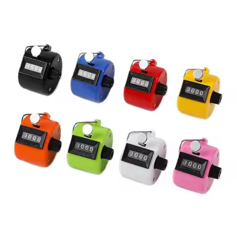 B*1PCS 5.4*4cm Handheld 4 Digital Mechanical Tally Counter Manual Palm Clicker for Event Attendance 