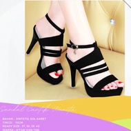 HIGH HEELS AFCWanita in black and tan, sizes 37 to 40, height 10cm