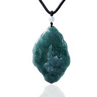 【龍行天下】藍水翡翠霸王龍牌項鍊 | 天然A貨翡翠 | 送禮