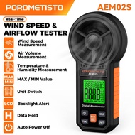 POROMETISTO AEM02S 4-in-1 Digital Anemometer Handheld Wind Speed Meter Air Flow Tester Measure Wind 