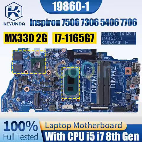 19860-1 For Dell Inspiron 7506 7306 5406 7706 Notebook Mainboard i3 i5 i7 11th Gen MX330 2G Laptop M