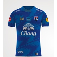 เสื้อเจอร์ซีย์ประเทศไทย Chang ทีมชาติสัญชาติไทยแขนสั้น Dryfit สีน้ำตาลสีฟ้า