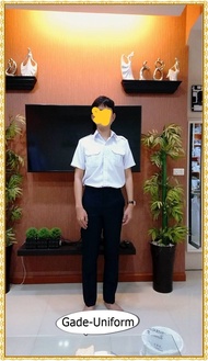 ชุดพนักงานราชการ ผู้ชาย แขนสั้น เสื้อขาว กางเกงสีกรมท่า มีทุกไซส์ Gade-Uniform