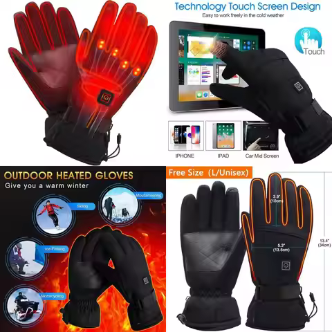 Spring Rechargeable Electric Heated Gloves, Touchscreen Waterproof Cold Weather Thermal Heated Glove