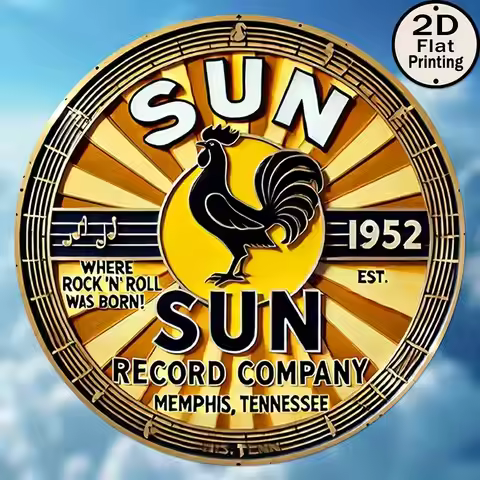 Sun Record Company Metal Sign Vintage Retro Wall Art Music Decor 50s Rock 'n' Roll