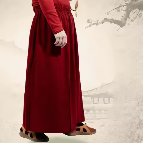 Lama flat skirt Tibetan monk elastic waist half skirt Tibetan style clothing lower skirt pants