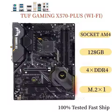 For ASUS TUF GAMING X570-PLUS (WI-FI) Motherboard 128GB AM4 DDR4 Mainboard 100% Tested Fast Ship