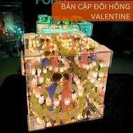 Handmade tulip light box Valentine's couplebag, 2-way mirror light box