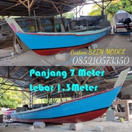 Kapal Perahu Nelayan Mancing Laut Sungai Full Fiber 7Meter X 1.3M Slim Model NEW Handmade Mulus Ceta