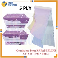 MERAH HIJAU Continuous Form PaperLine 9.5 x 11" (Full) Or 9.5 x 11/2 " (For 2) 5 Duplicates (White -