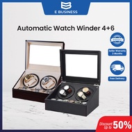 🇸🇬 Ebusiness 🔥525🔥  Automatic Watch Winder 4+6 double head electric motor watch storage wood boxes jewelry case