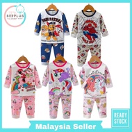 Beeplus child 1-12 years old long sleeves long pants 2pcs set round neck pajamas boy girl home wear 