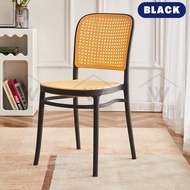 WFURNITURE Nordic Rattan Chair PP Chair Plastic Chair Backrest Chair Restaurant Dining Chair Minimal