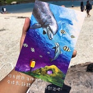 台灣綠島/手繪/海豚/神仙魚/海/潛水/明信片