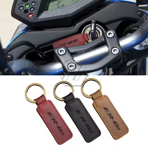 For Kawasaki ER-6N ER6N ER6F Motorcycle Keychain Cowhide Key Ring