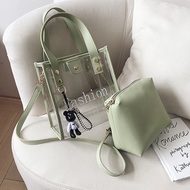 KY/🏅Transparent Jelly Bag Women2021New Trendy Korean Style Shoulder Fashion Messenger Bag Versatile Handheld Mother and