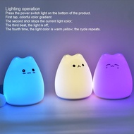 Cute LED Night Light Silicone Touch Sensor 7 Colors Cat Lamp Kids Baby Bedroom Decor Lampu Tidur 7 W