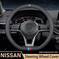 Nissan Microfiber Leather Car Steering Wheel Cover Anti Slip Steering Wheel Cover 38Cm Breathable Au