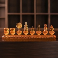 【Ready stock】家用琉璃八吉祥八供八瑞物七政宝摆件前八宝led长明灯堂灯Household Glass Eight Auspicious Eight Offerings Eight Ausp