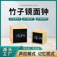 Mirror Desktop Luminous Clock Creative Voice Control Alarm Clock Electronic Clock Square LED Clock S